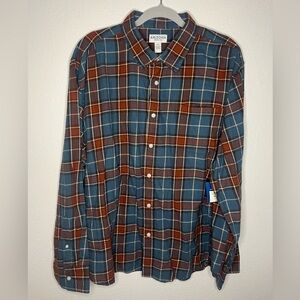Arizona Jean Co Men’s Flannel Shirt XXL Navy Plaid Long Sleeve NWT $40